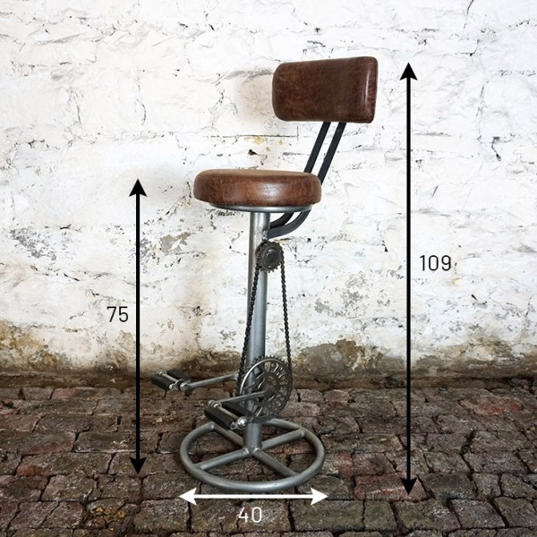 Pedal-Barhocker mit Rückenlehne