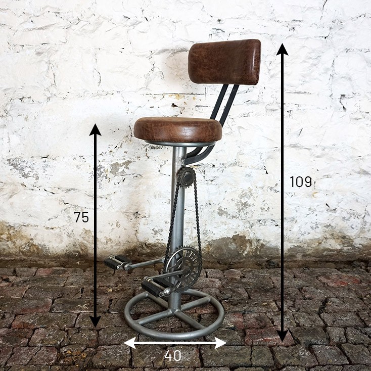 Pedal-Barhocker mit Rückenlehne
