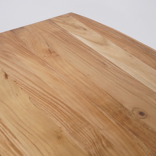 Esstisch aus Massivholz mit Mikado-Metallgestell und natürlicher Baumkante 200 cm