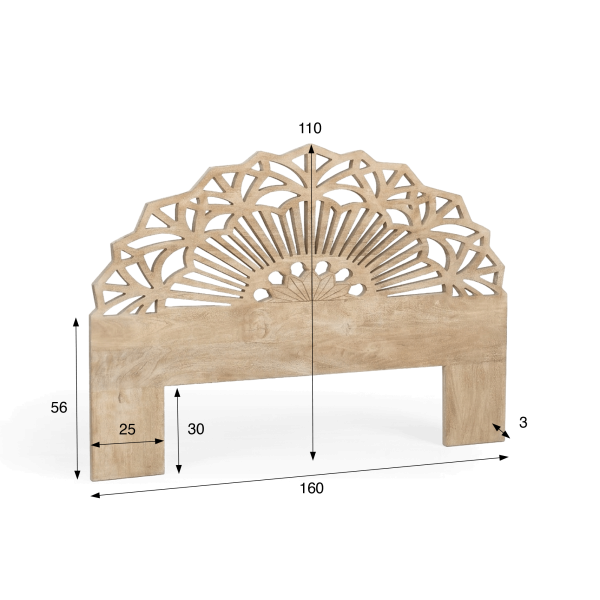 Kopfteil aus geschnitztem Holz 160 cm - Solara