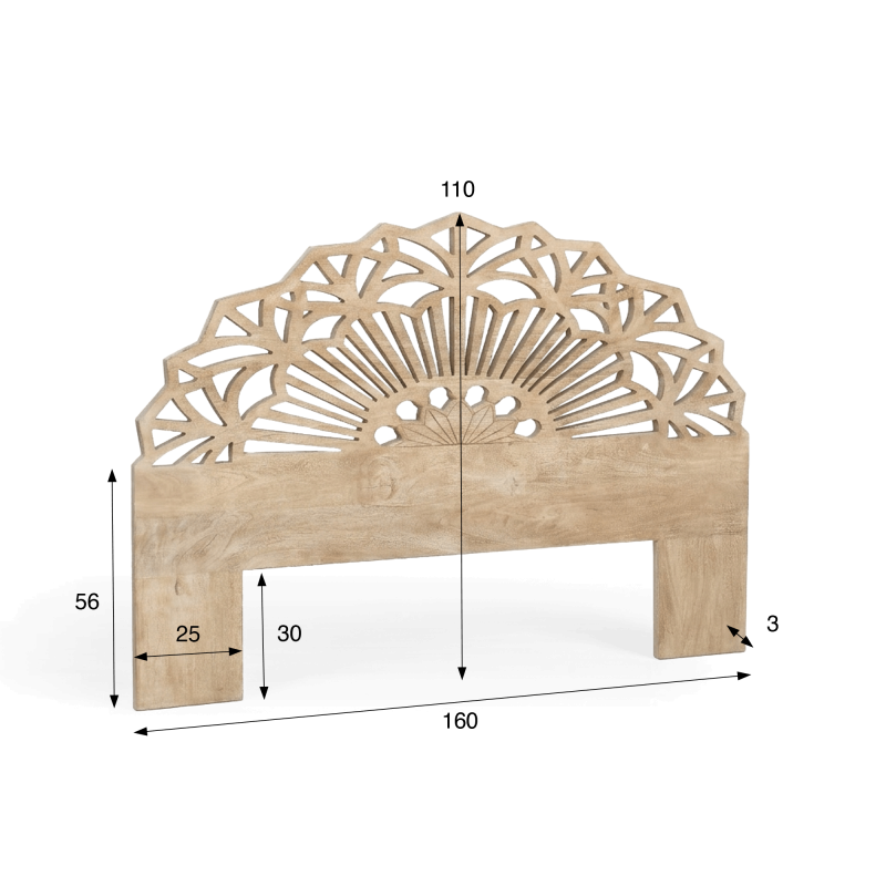 Kopfteil aus geschnitztem Holz 160 cm - Solara