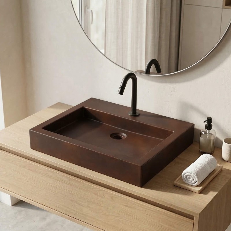 Betonwaschbecken rechteckig braun Vintage - Solidis