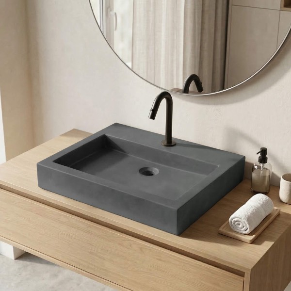 Betonwaschbecken rechteckig kupfergrün - Solidis