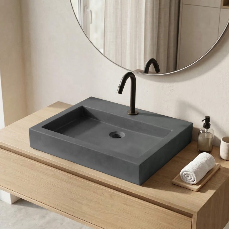 Betonwaschbecken rechteckig kupfergrün - Solidis