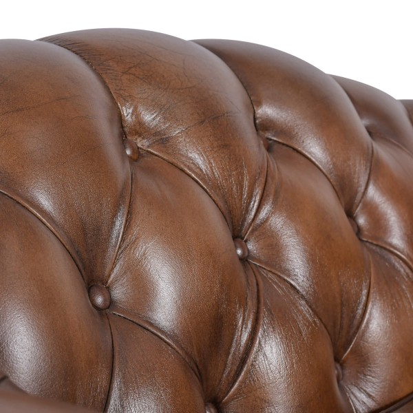 Chesterfield-Sessel aus echtem braunem Leder - Harold
