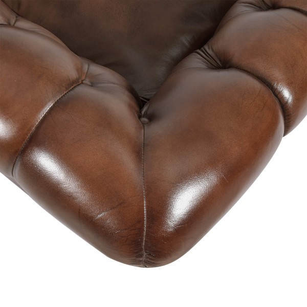 Chesterfield-Sessel aus echtem braunem Leder - Harold