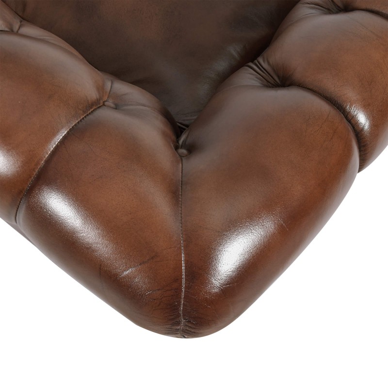 Chesterfield-Sessel aus echtem braunem Leder - Harold