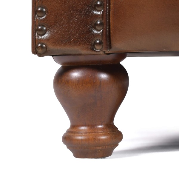 Chesterfield-Sessel aus echtem braunem Leder - Harold