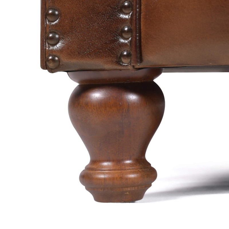 Chesterfield-Sessel aus echtem braunem Leder - Harold