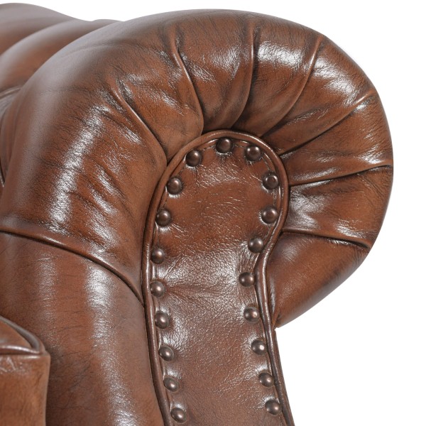 Chesterfield-Sessel aus echtem braunem Leder - Harold