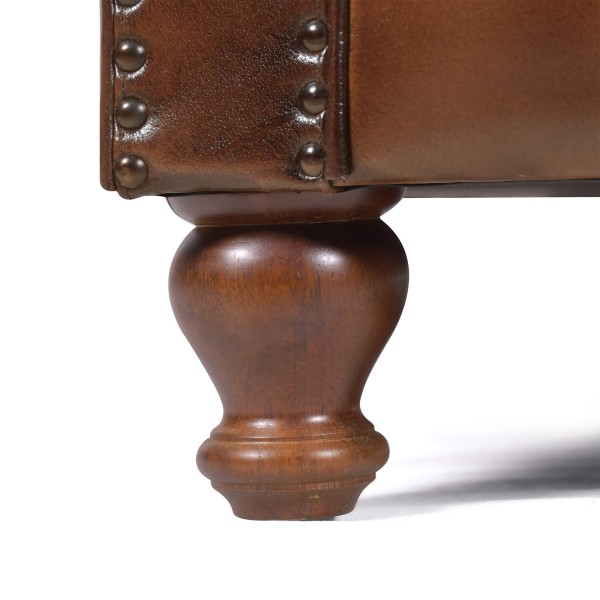 Chesterfield-Sofa aus braunem Echtleder, 2-Sitzer - Harold