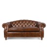 Chesterfield-Sofa aus braunem Echtleder, 2-Sitzer - Harold