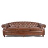 Chesterfield-Sofa aus braunem Echtleder, 3-Sitzer - Harold
