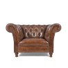 Chesterfield-Sessel aus braunem Echtleder - Henry