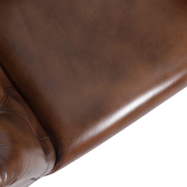 Chesterfield-Sessel aus braunem Echtleder - Henry