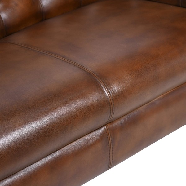 Chesterfield-Sofa aus braunem Echtleder, 2-Sitzer - Henry