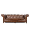 Chesterfield-Sofa aus braunem Echtleder, 3-Sitzer - Henry
