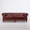 Chesterfield-Sofa aus bordeauxfarbenem Echtleder, 3-Sitzer - Edward