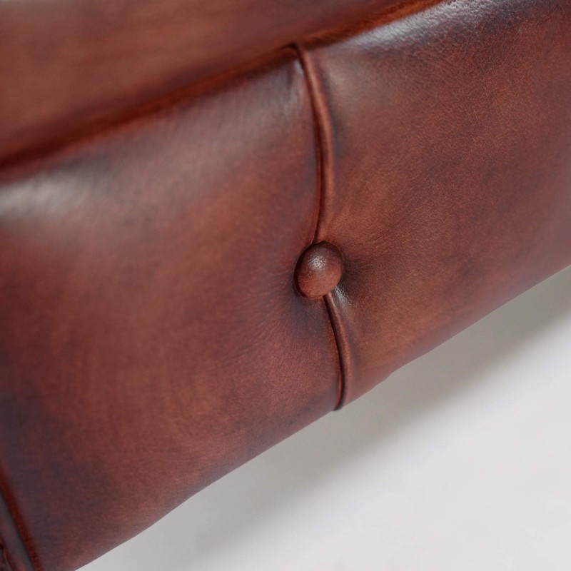 Chesterfield-Sofa aus bordeauxfarbenem Echtleder, 3-Sitzer - Edward