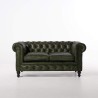 Chesterfield-Sofa aus grünem Echtleder, 2-Sitzer - Edward