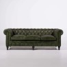 Chesterfield-Sofa aus grünem Echtleder, 3-Sitzer - Edward