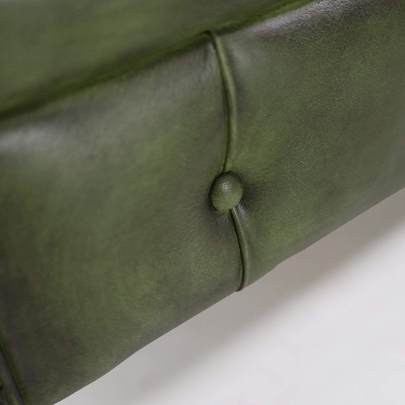 Chesterfield-Sofa aus grünem Echtleder, 3-Sitzer - Edward