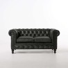 Chesterfield-Sofa aus schwarzem Echtleder, 2-Sitzer - Edward