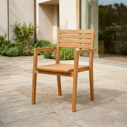 Gartenstuhl mit Armlehnen aus Teakholz - Nobu