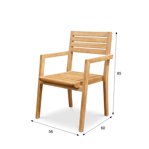 Gartenstuhl mit Armlehnen aus Teakholz - Nobu