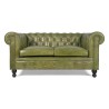Chesterfield-Sofa aus grünem Echtleder, 2-Sitzer - Edward