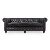 Chesterfield-Sofa aus schwarzem Echtleder, 3-Sitzer - Edward