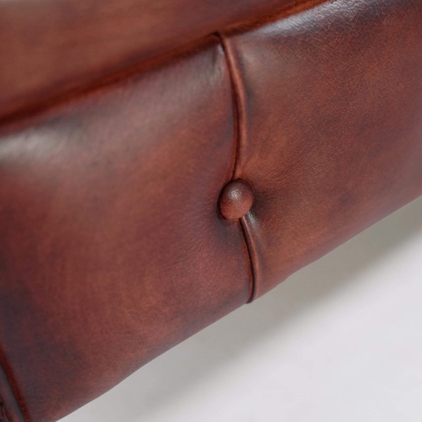 Chesterfield-Sofa aus bordeauxfarbenem Echtleder, 3-Sitzer - Edward