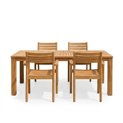 Gartenmöbel-Set aus Tisch und Stühlen aus Teakholz für 4 Personen