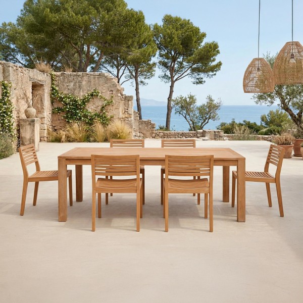 Gartenmöbel-Set aus Tisch und Stühlen aus Teakholz für 6 Personen