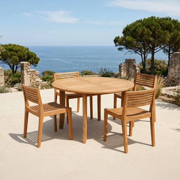 Gartenmöbel-Set aus Tisch und Stühlen aus Teakholz für 4 Personen