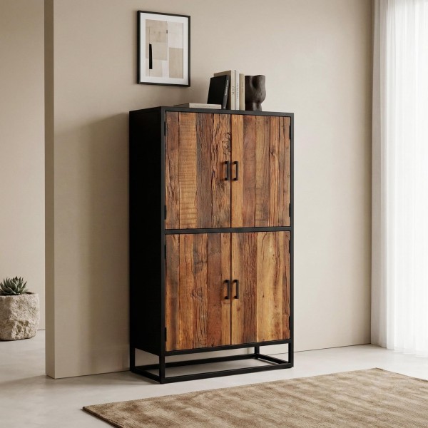 Hohes Sideboard 90 cm aus recyceltem Holz – Recycled