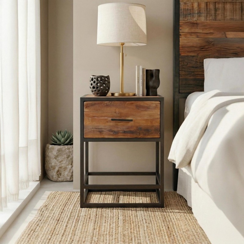 Nachttisch aus recyceltem Holz – Recycled