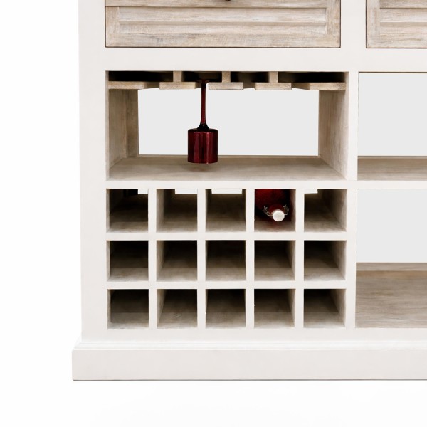 Barschrank mit Flaschenregal aus weißem Holz - Sea side