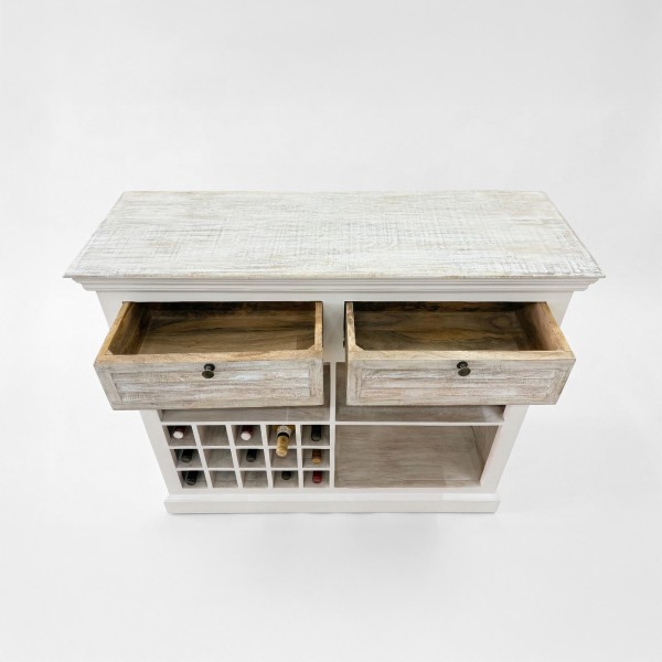 Barschrank mit Flaschenregal aus weißem Holz - Sea side