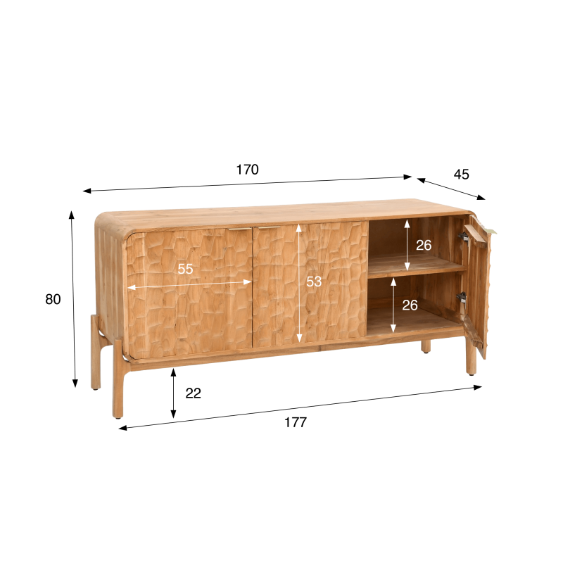 Modernes Sideboard aus massivem Akazienholz - Naoki