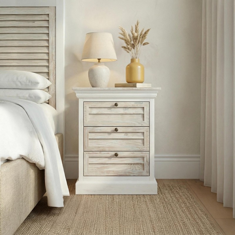 Weißer Nachttisch aus Massivholz - Sea side