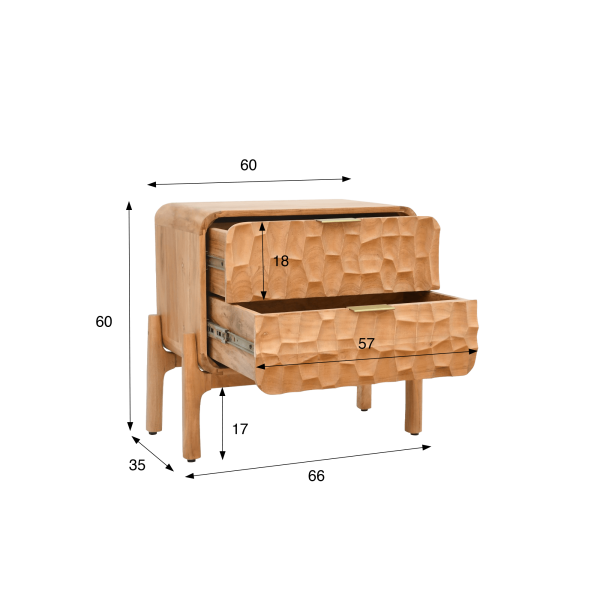 Moderner Nachttisch aus massivem Akazienholz - Naoki