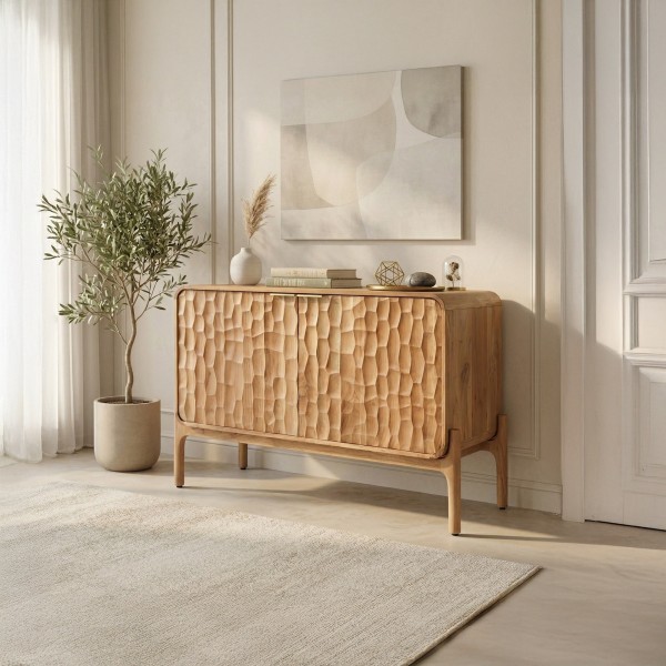Design-Sideboard aus massivem Akazienholz 120 cm - Naoki