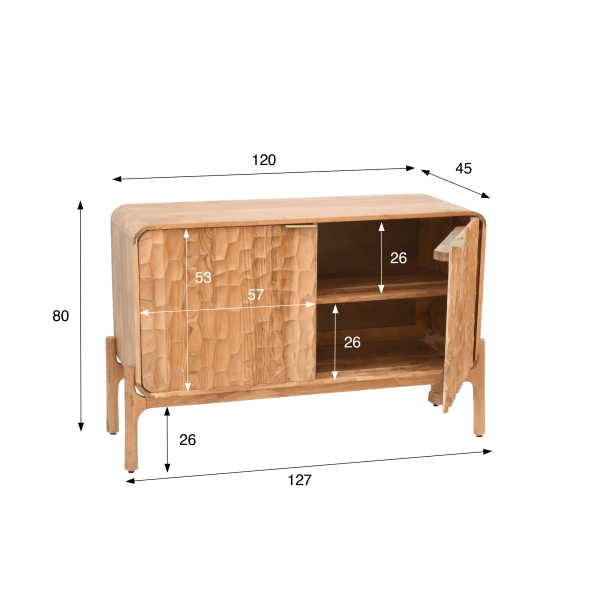 Design-Sideboard aus massivem Akazienholz 120 cm - Naoki