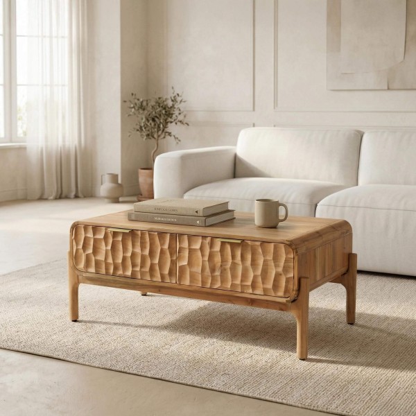 Design-Couchtisch aus massivem Akazienholz - Naoki