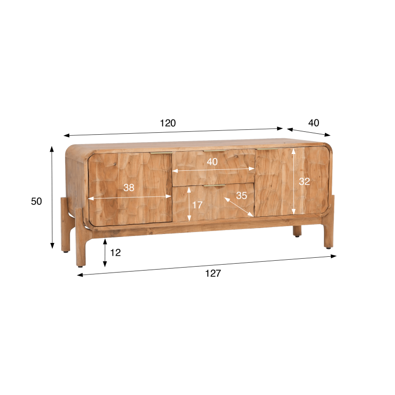 Design-TV-Board aus massivem Akazienholz - Naoki