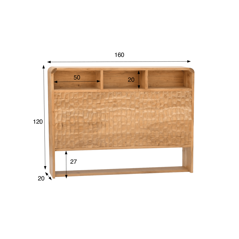 Design-Kopfteil aus massivem Akazienholz 160 cm - Naoki