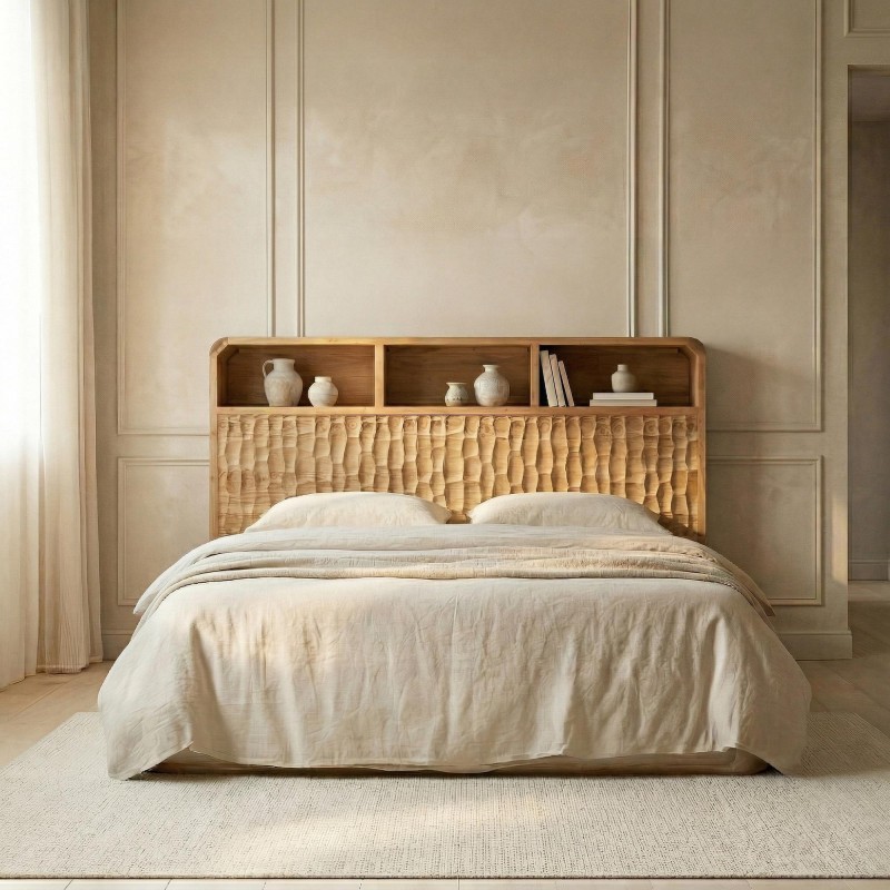 Design-Kopfteil aus massivem Akazienholz 160 cm - Naoki