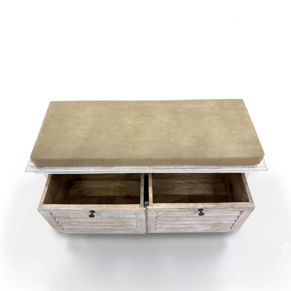 Eingangsbank mit Stauraum aus gebleichtem Holz - Sea Side