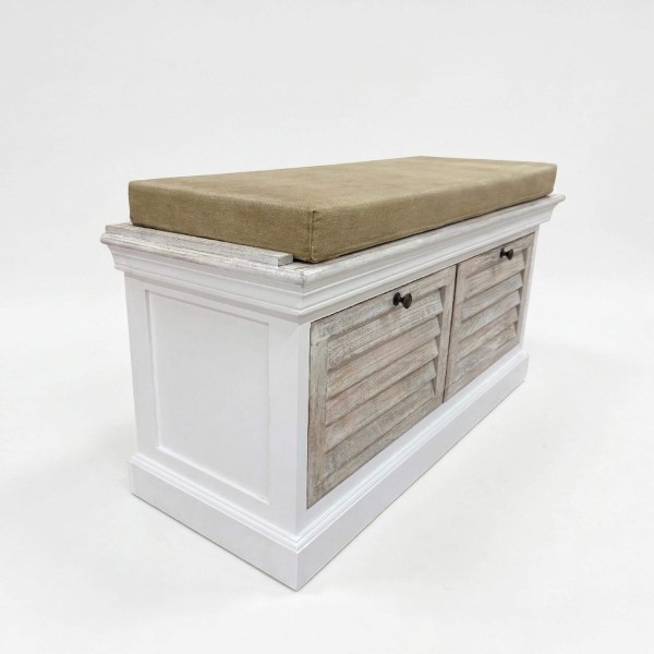 Eingangsbank mit Stauraum aus gebleichtem Holz - Sea Side